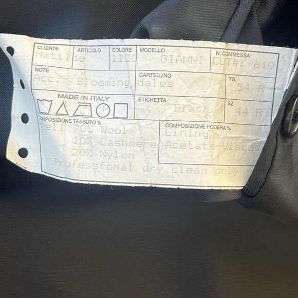 Metropolitan View Bloomingdale's Vintage Men’s Wool Cashmere Overcoat Black 44R - Picture 7 of 10